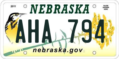 NE license plate AHA794