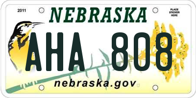 NE license plate AHA808