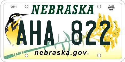 NE license plate AHA822