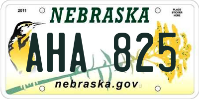 NE license plate AHA825