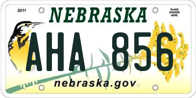 NE license plate AHA856