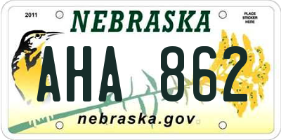 NE license plate AHA862