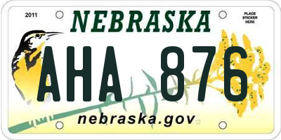 NE license plate AHA876