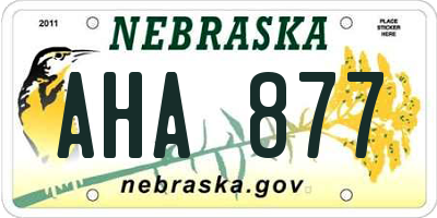 NE license plate AHA877