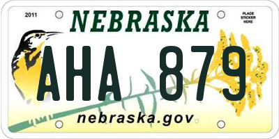 NE license plate AHA879
