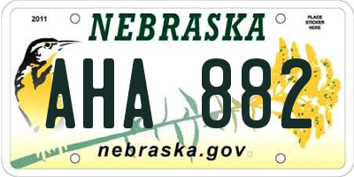 NE license plate AHA882