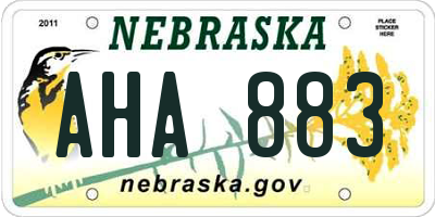 NE license plate AHA883