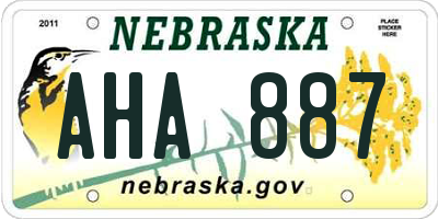 NE license plate AHA887