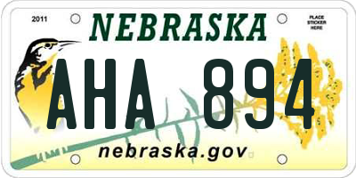 NE license plate AHA894