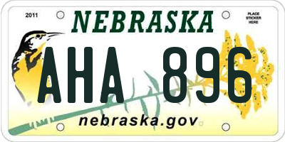 NE license plate AHA896