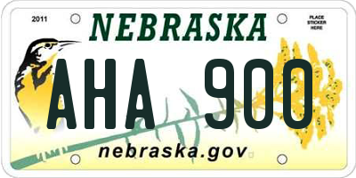 NE license plate AHA900