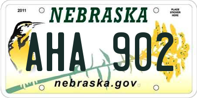 NE license plate AHA902