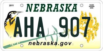 NE license plate AHA907
