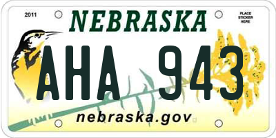 NE license plate AHA943