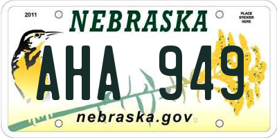 NE license plate AHA949
