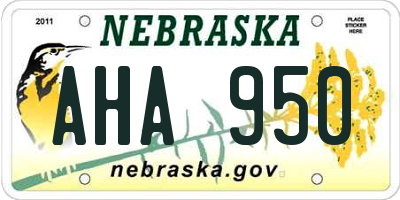 NE license plate AHA950
