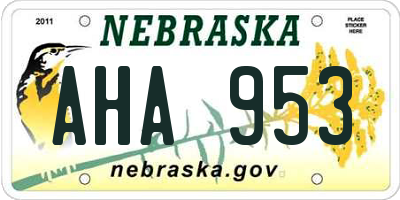 NE license plate AHA953