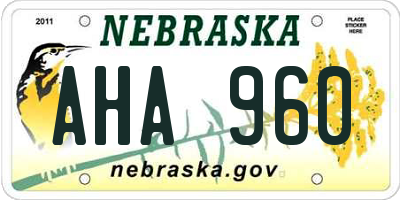 NE license plate AHA960