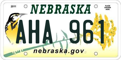 NE license plate AHA961
