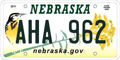 NE license plate AHA962