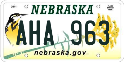 NE license plate AHA963