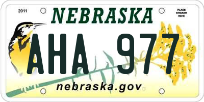 NE license plate AHA977