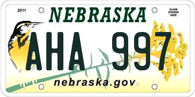 NE license plate AHA997