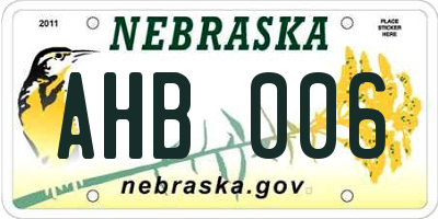 NE license plate AHB006