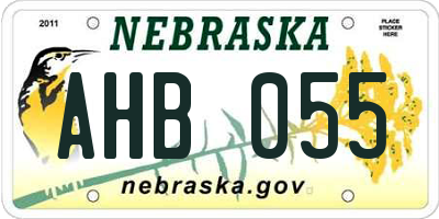 NE license plate AHB055