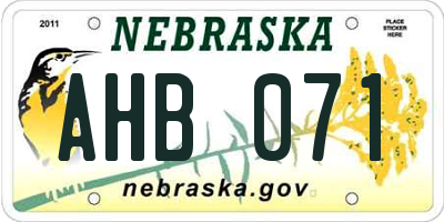 NE license plate AHB071
