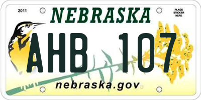NE license plate AHB107
