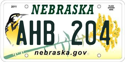NE license plate AHB204