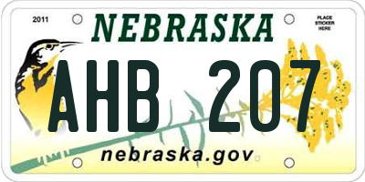 NE license plate AHB207