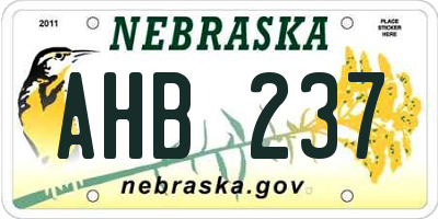 NE license plate AHB237