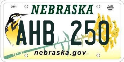 NE license plate AHB250