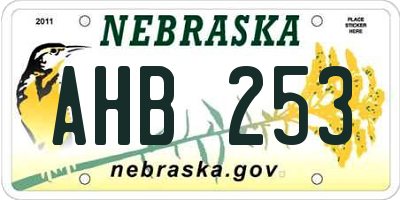 NE license plate AHB253