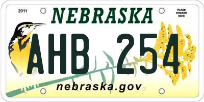 NE license plate AHB254