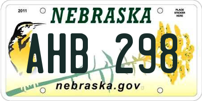 NE license plate AHB298