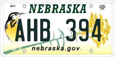 NE license plate AHB394