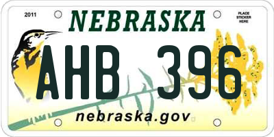 NE license plate AHB396