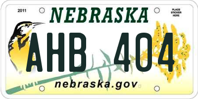 NE license plate AHB404