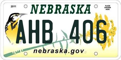 NE license plate AHB406