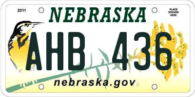 NE license plate AHB436