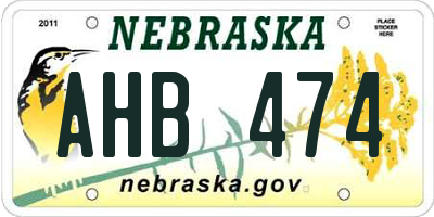 NE license plate AHB474