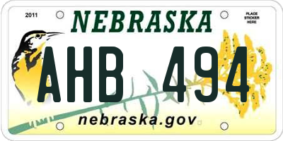 NE license plate AHB494