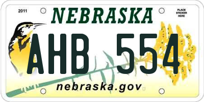 NE license plate AHB554