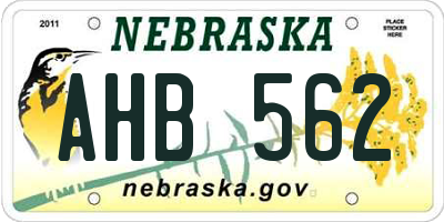 NE license plate AHB562