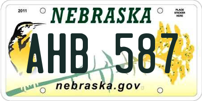 NE license plate AHB587