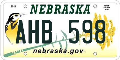 NE license plate AHB598