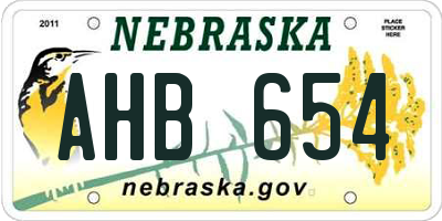 NE license plate AHB654